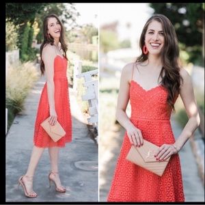J. Crew Coral Eyelet Midi Dress